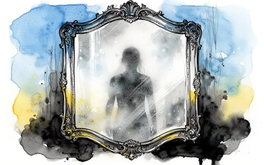 lustro odbijające sylwetkę symbolizujące psychologię snu