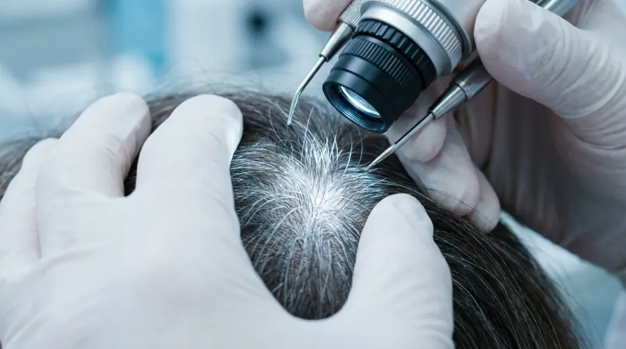 Specjalistyczne badanie trychologiczne cebulek siwych włosów