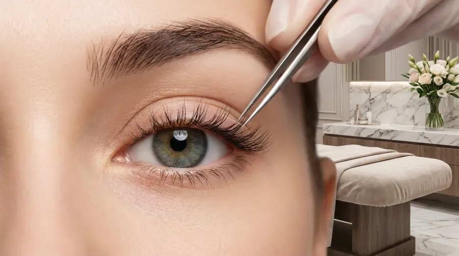 Profesjonalny zabieg przedłużania rzęs w salonie kosmetycznym