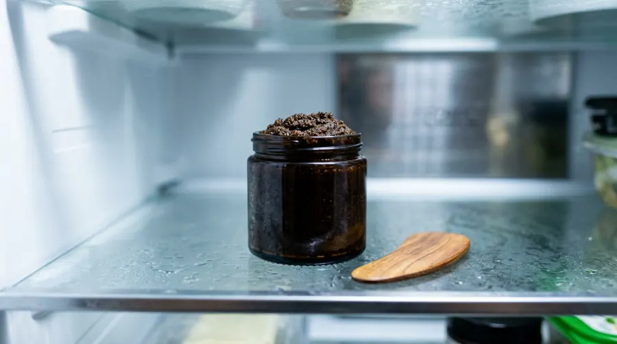 Domowy peeling zamknięty w słoiczku z ciemnego szkła
