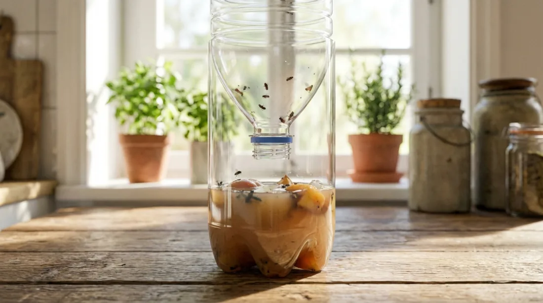 Domowa pułapka na muchy z plastikowej butelki