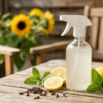Domowy spray na osy ze świeżymi ziołami i cytryną