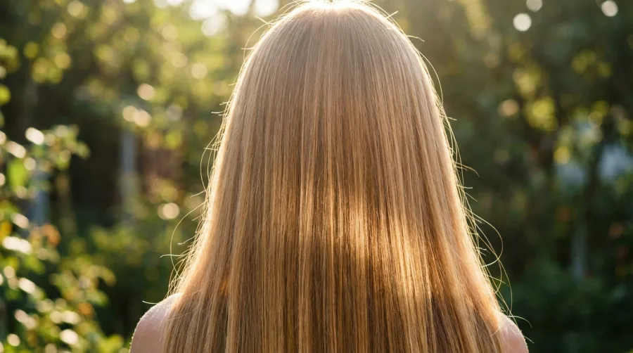 Lśniące blond włosy ze złocistymi refleksami po ziołowaniu