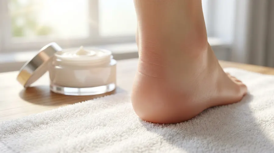 Gładka skóra na piętach po nałożeniu kremu nawilżającego