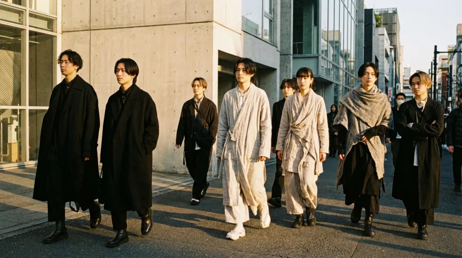 Ludzie w japońskim streetwearze na ulicy w Tokio