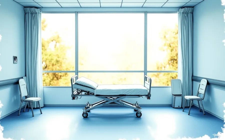 jasna sala porodowa w szpitalu symbolizująca nowe początki