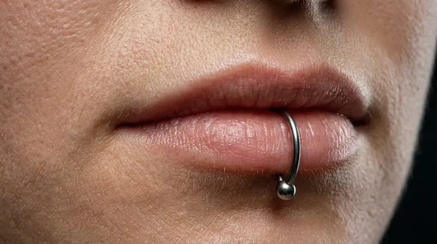 Klasyczny kolczyk w dolnej wardze z tytanową biżuterią