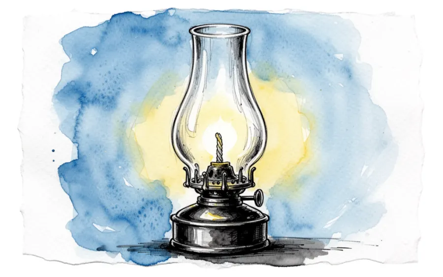 lampa naftowa z knotem symbolizująca psychikę
