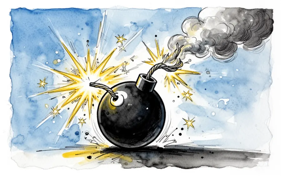 palący się lont bomby symbolizujący gniew