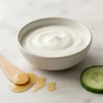 Kremowa maseczka z jogurtu naturalnego w ceramicznej miseczce