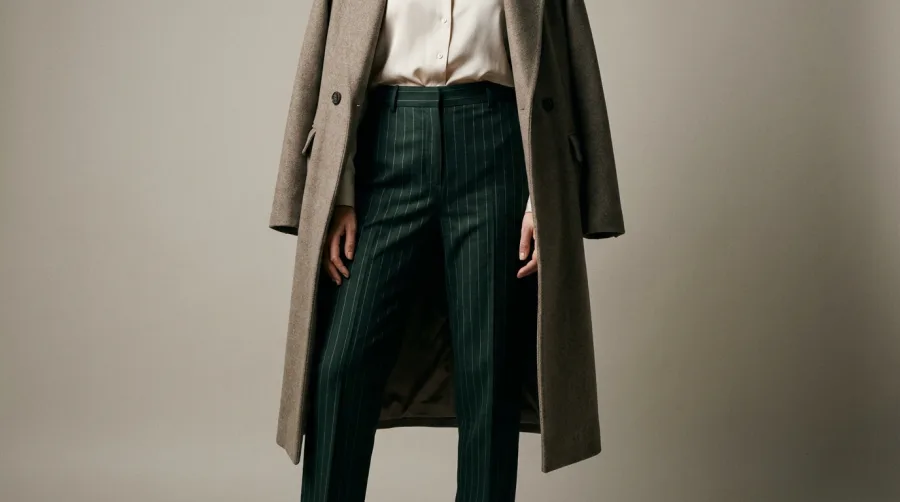 Zestawienie ciemnych spodni z jasną koszulą