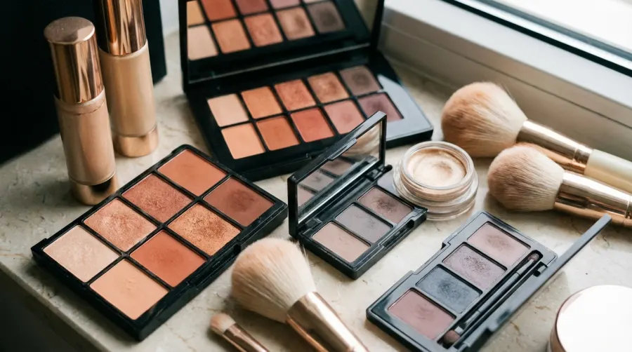 Palety cieni i rozświetlacze do makijażu ślubnego