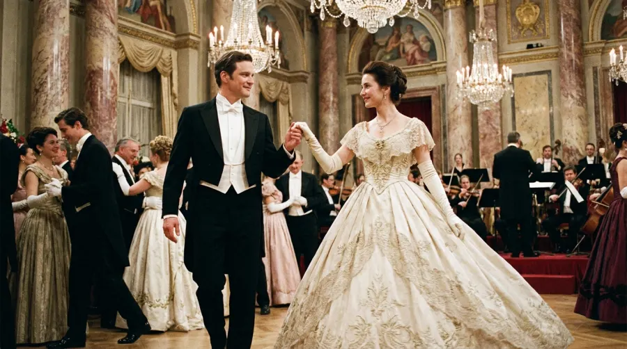 Para w strojach white tie na eleganckim balu