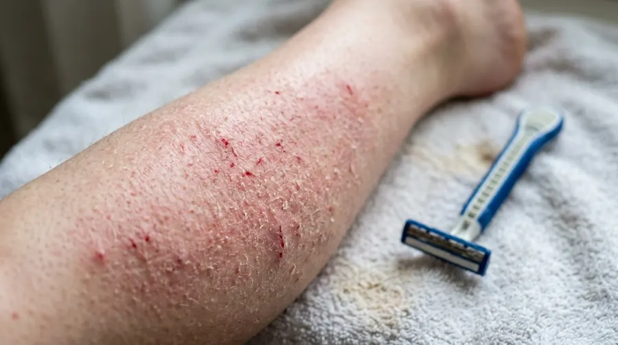 Przesuszona skóra i czerwone krostki po goleniu na sucho