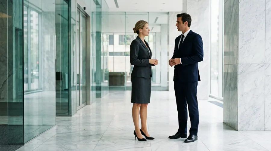Kobieta i mężczyzna w eleganckich strojach business formal