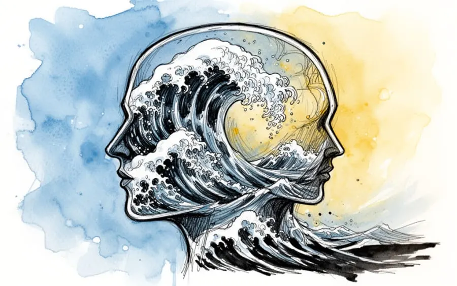 Symbolika natłoku myśli i emocji w głowie