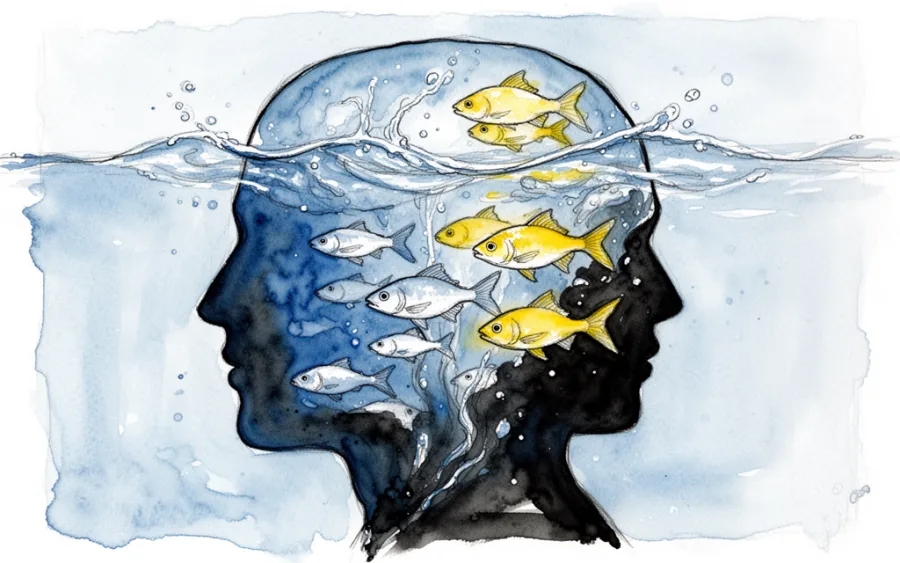 Abstrakcyjny rysunek psychologii głębi i podświadomości