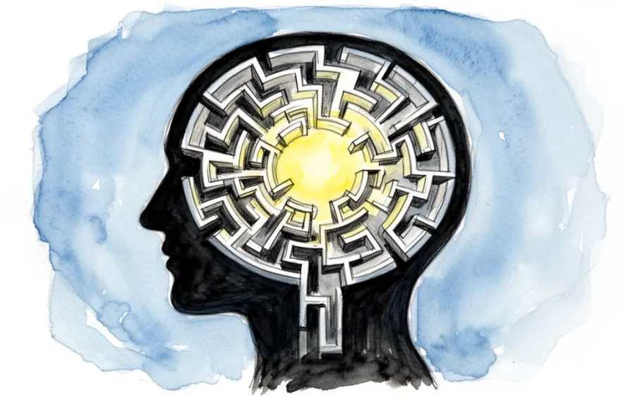 labirynt w głowie symbol psychologicznego uwięzienia