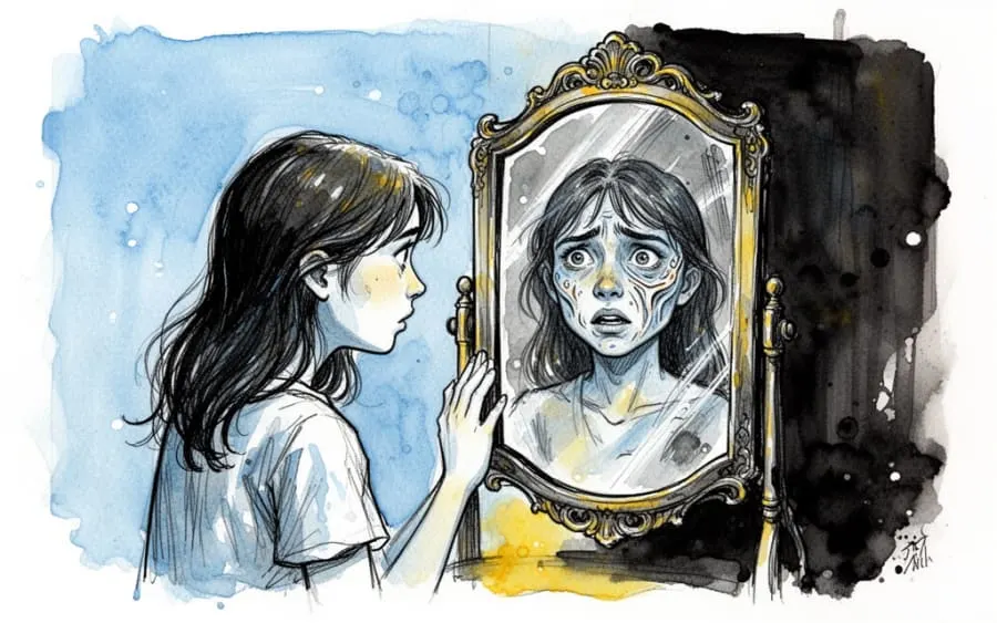 kobieta patrząca w lustro symbolizująca psychologię zazdrości