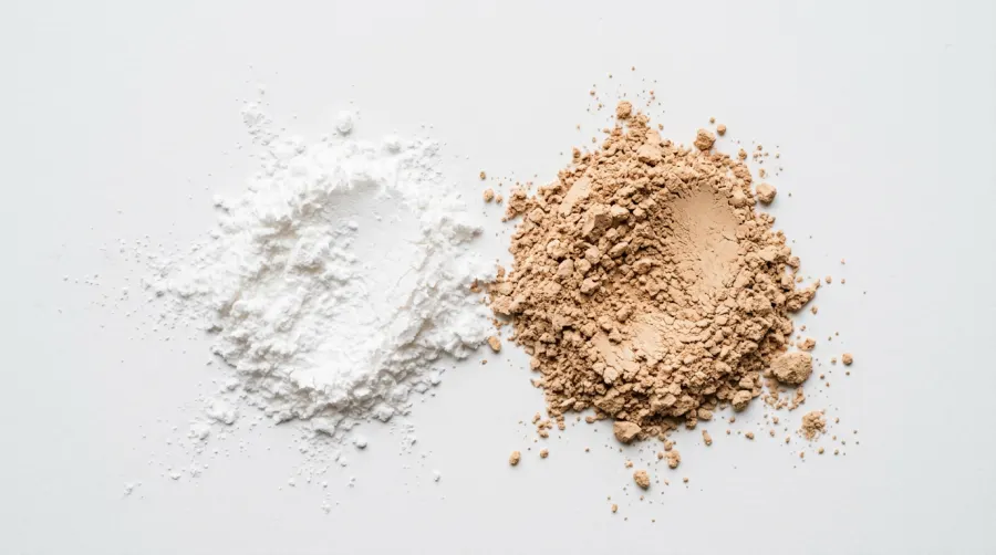 Próbki transparentnego i mineralnego pudru do twarzy