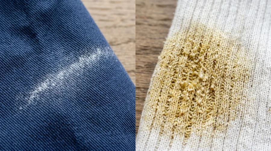 Porównanie struktury plam z dezodorantu i antyperspirantu