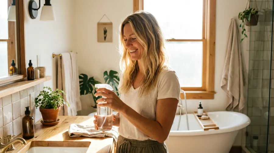 Kobieta przygotowująca się do rozjaśniania włosów wodą utlenioną