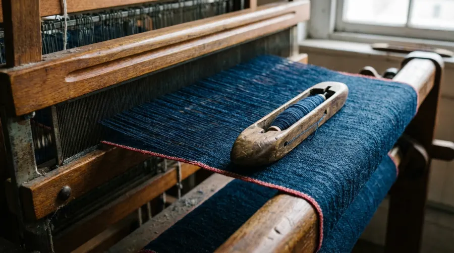 Tradycyjne tkanie japońskiego denimu na zabytkowym krośnie