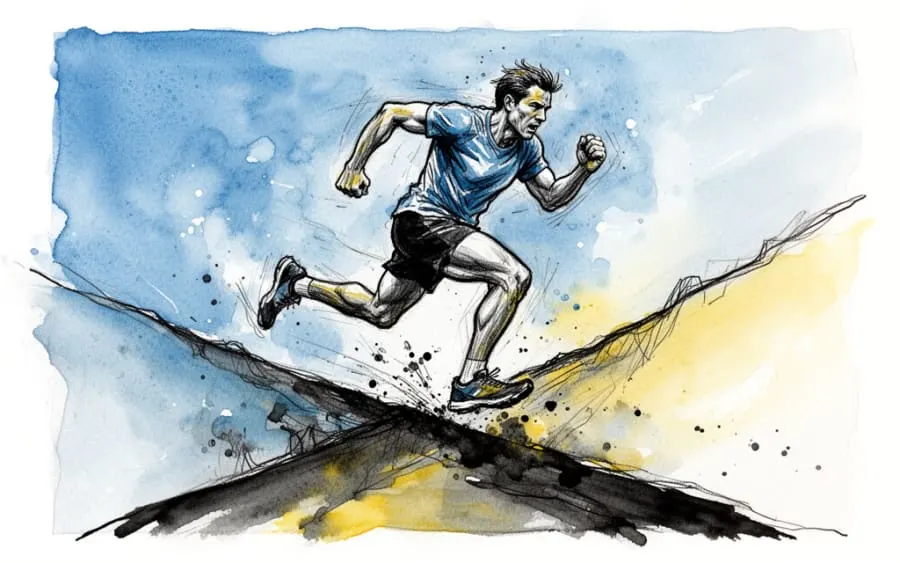 artystyczny rysunek biegu pod górę oznaczający wysiłek