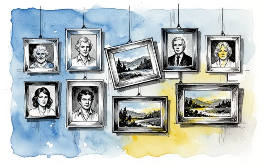 Galeria obrazów na ścianie różne ramy