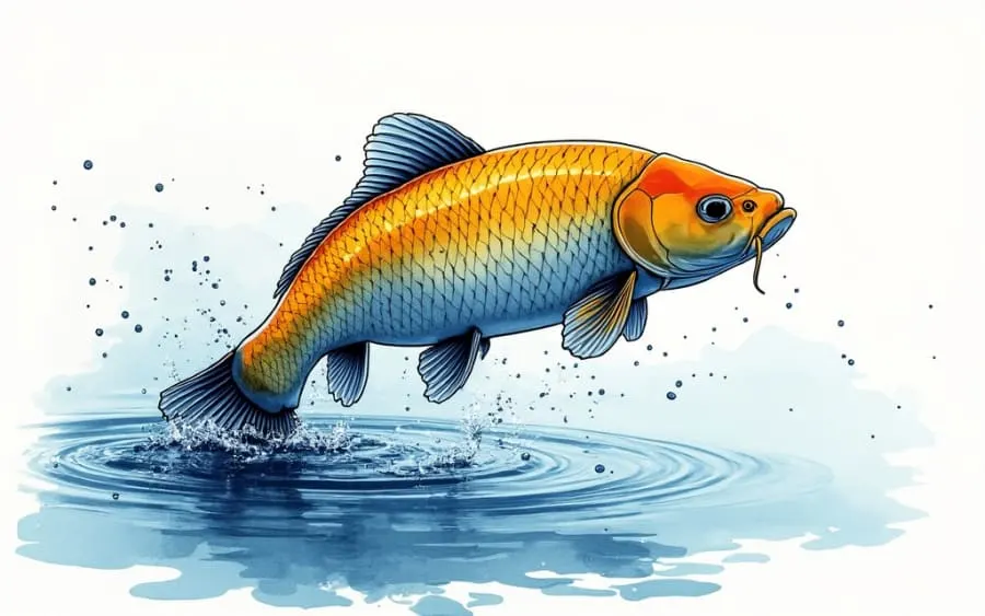 karp wyskakujący z wody symbol snu o pieniądzach