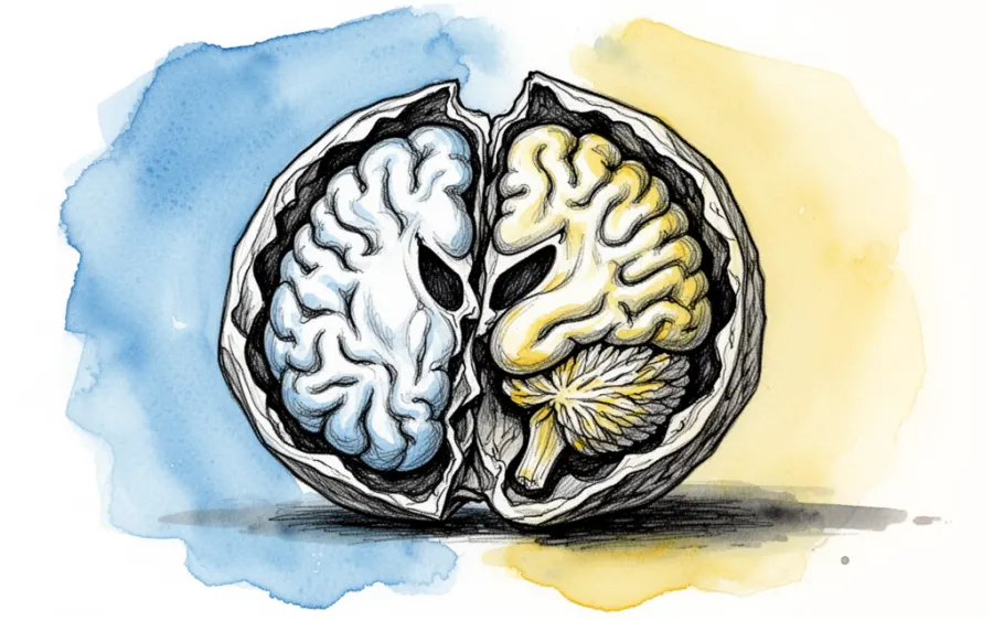 Rozłupany orzech włoski symbolika snu intelekt