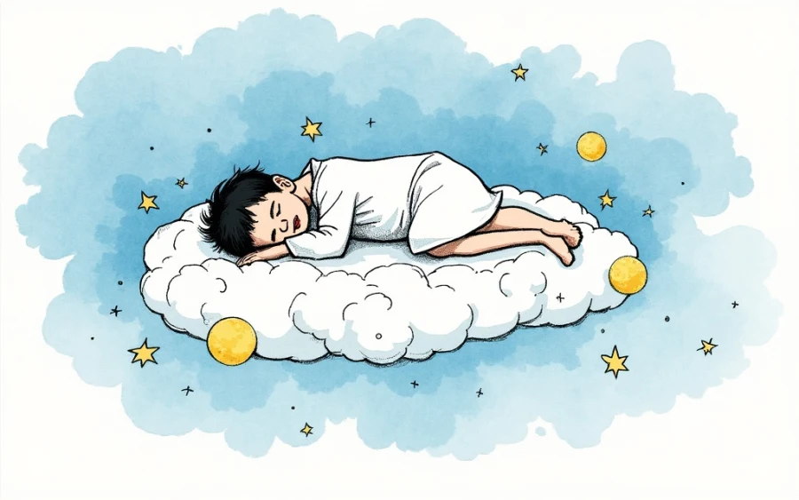 grafika sennik osoba śpiąca na chmurze symbol snu