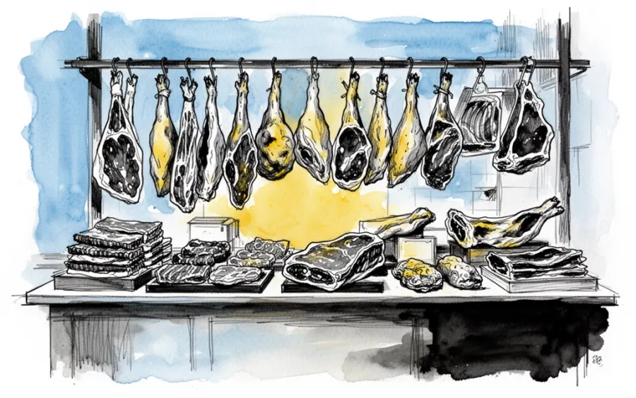 Sennik kupowanie wędliny na targu