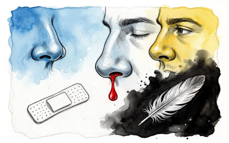 Symbole senne związane z nosem krew bandaż pióro