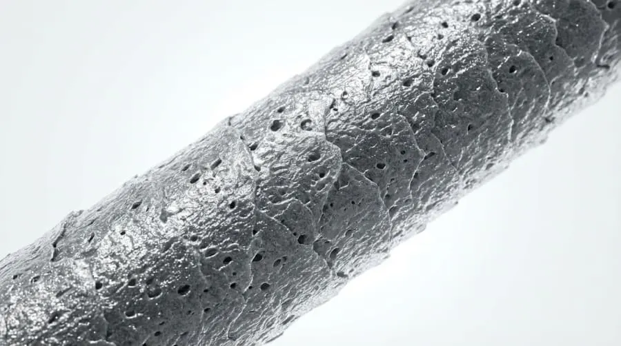Mikroskopowe zbliżenie na strukturę naturalnie siwych włosów