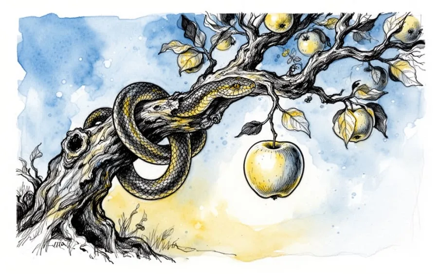 Symbolika biblijna jabłka wąż i drzewo poznania