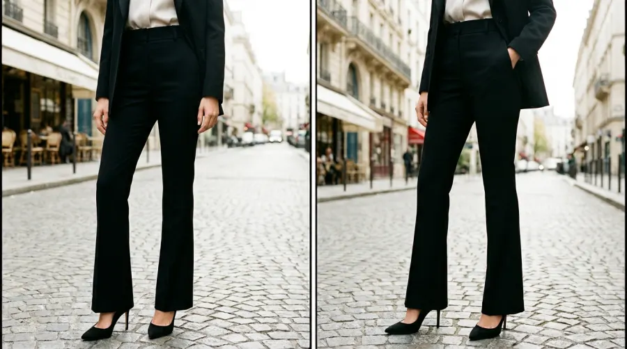 Eleganckie czarne spodnie bootcut z wysokim stanem