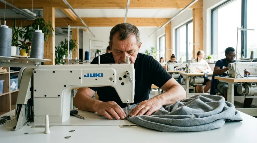 Nowoczesna polska szwalnia podczas produkcji odzieży premium
