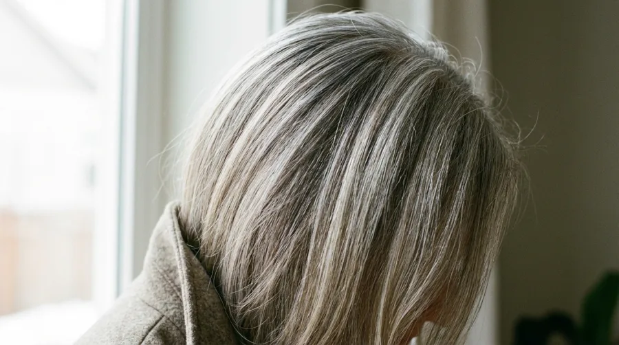 Nowoczesna koloryzacja grey blending na siwych włosach