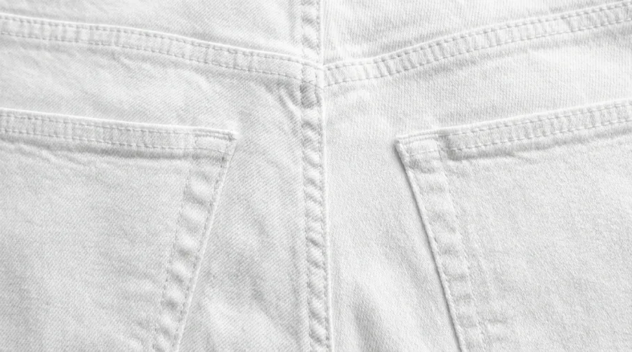Tył białych jeansów modelujących kobiece pośladki