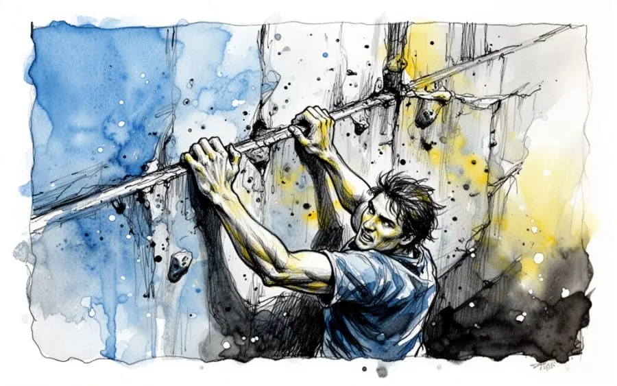 Osoba wspinająca się na mur we śnie pokonywanie przeszkód