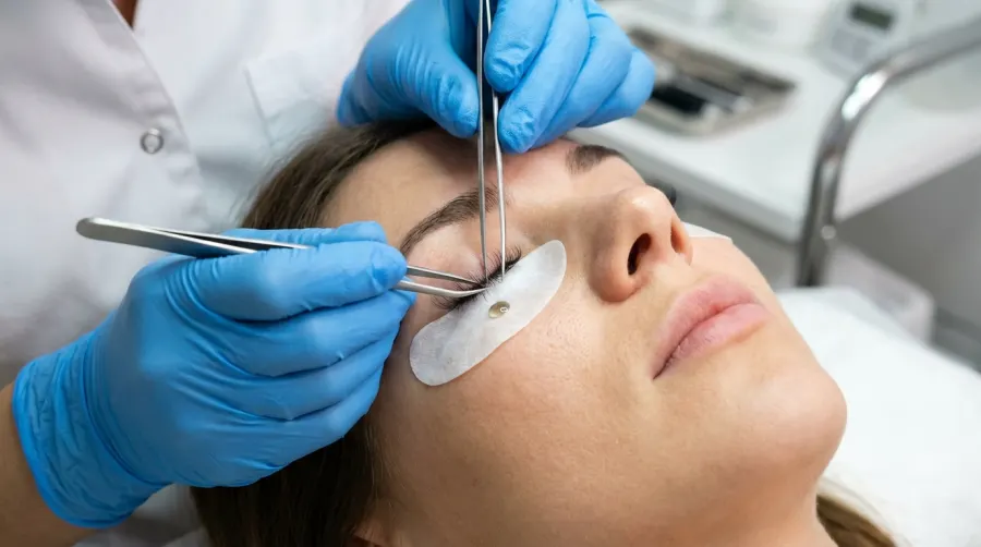 Zabieg przedłużania rzęs metodą jeden do jednego pęsetą