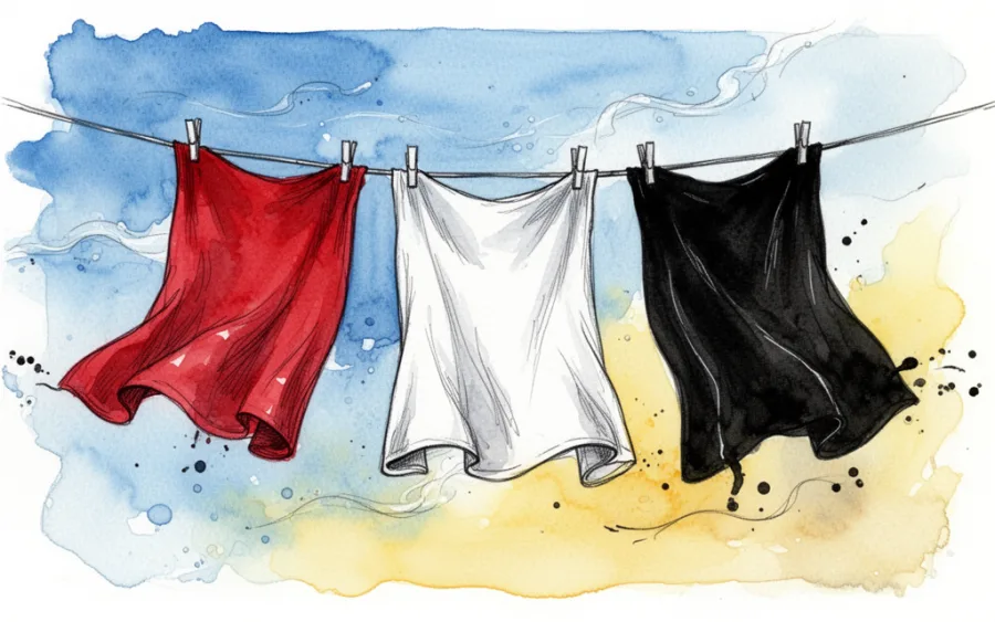 Kolorowa bielizna na sznurku symbolizująca znaczenie kolorów