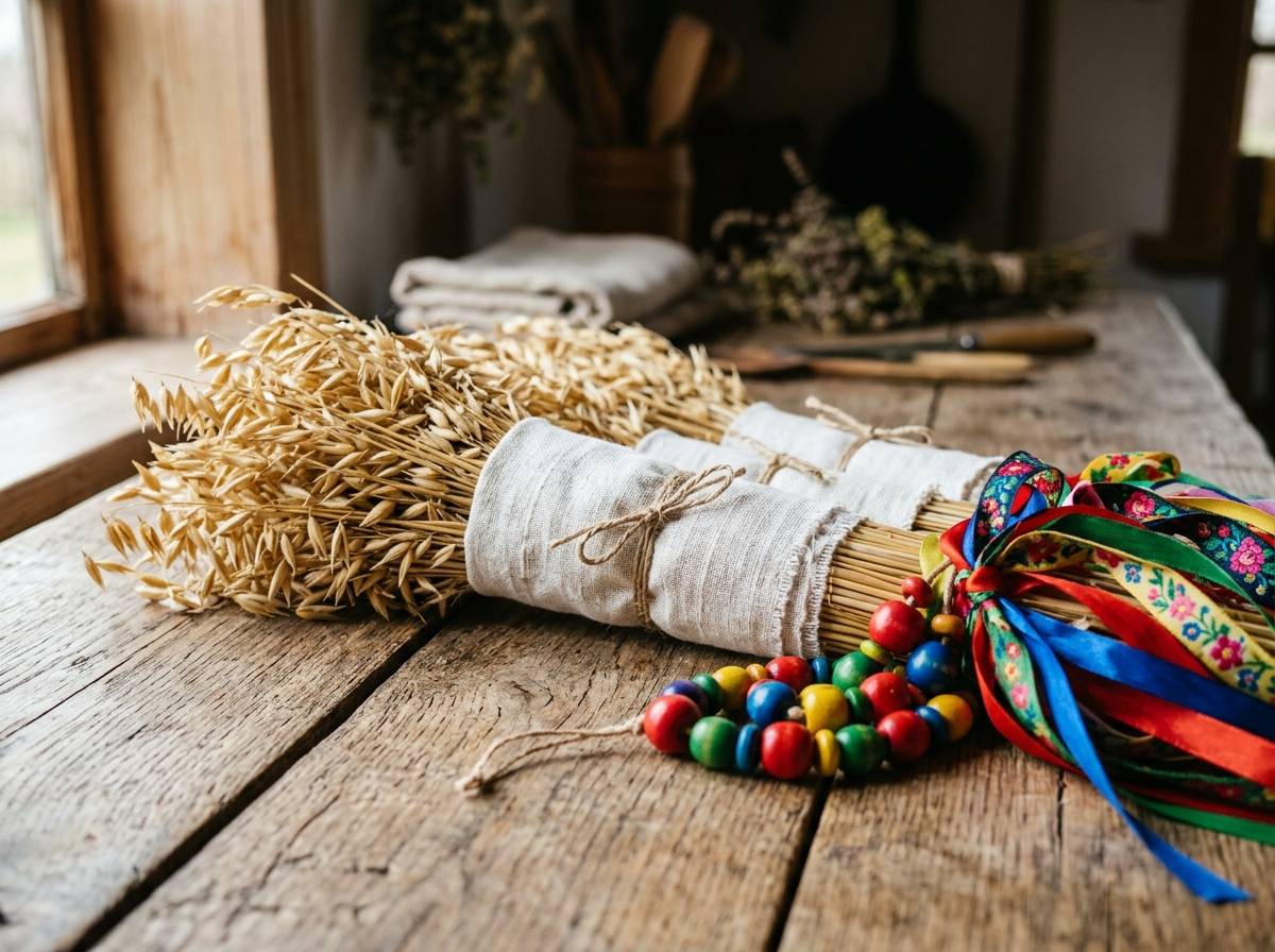 Słoma, płótno i wstążki jako tradycyjne materiały do budowy kukły Marzanny