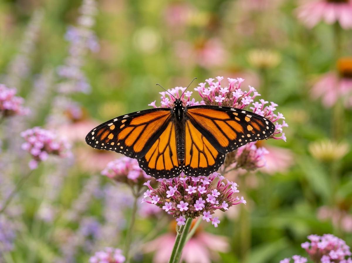 Motyl na kwitnącym kwiecie jako symbol przemiany i lekkości