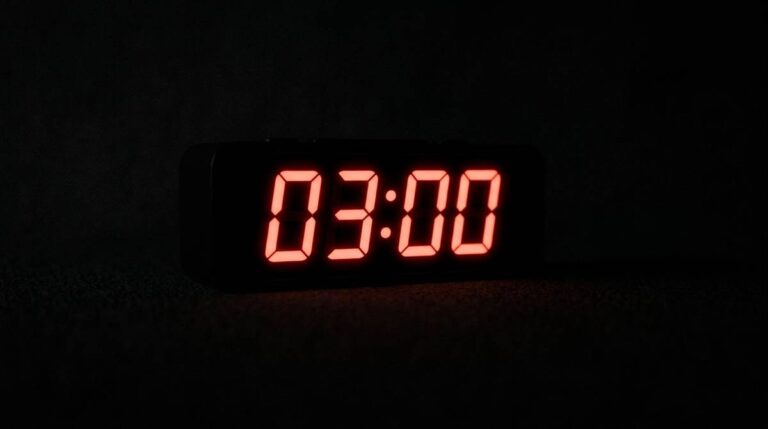 Wyświetlacz zegara pokazujący 03:00 w ciemnym pomieszczeniu nocą