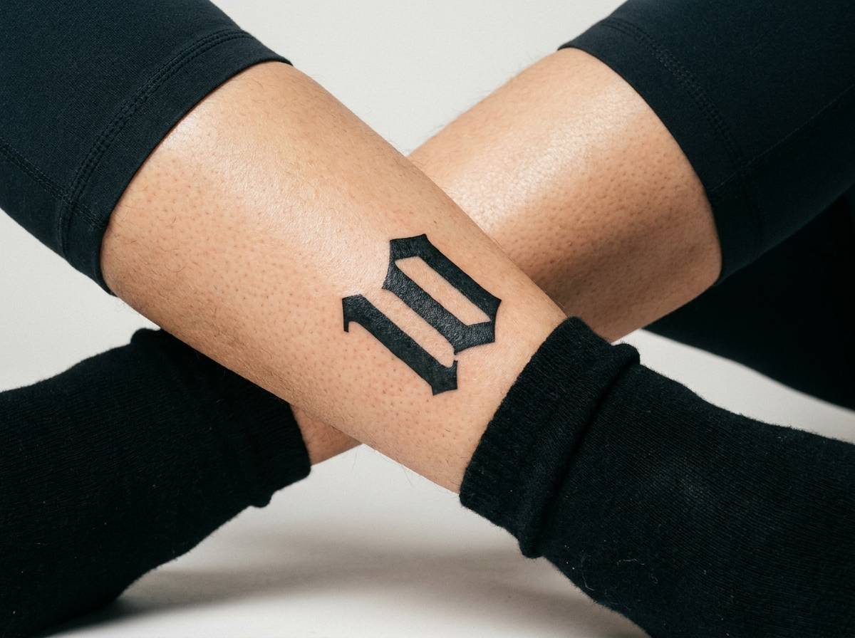 Tatuaż numer 10 na łydce jako symbol kreatywnego lidera ofensywy