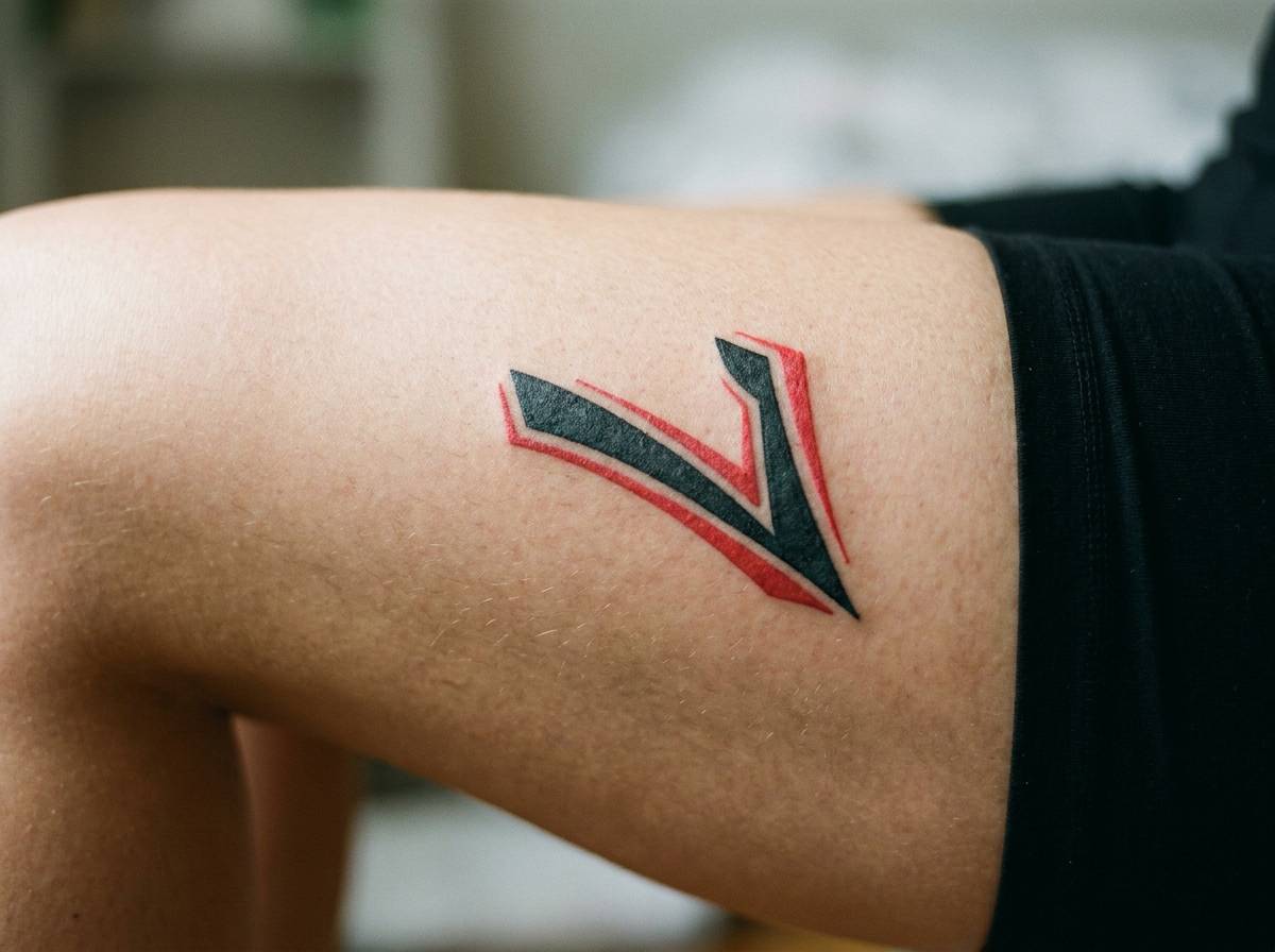 Tatuaż numer 7 na udzie symbolizujący dynamikę skrzydłowego