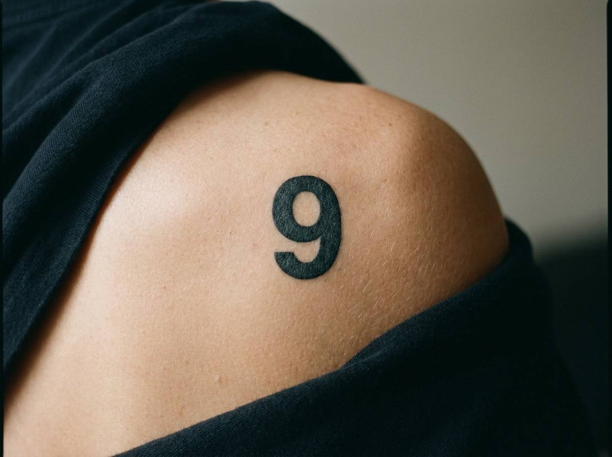 Tatuaż numer 9 na łopatce jako symbol skuteczności napastnika